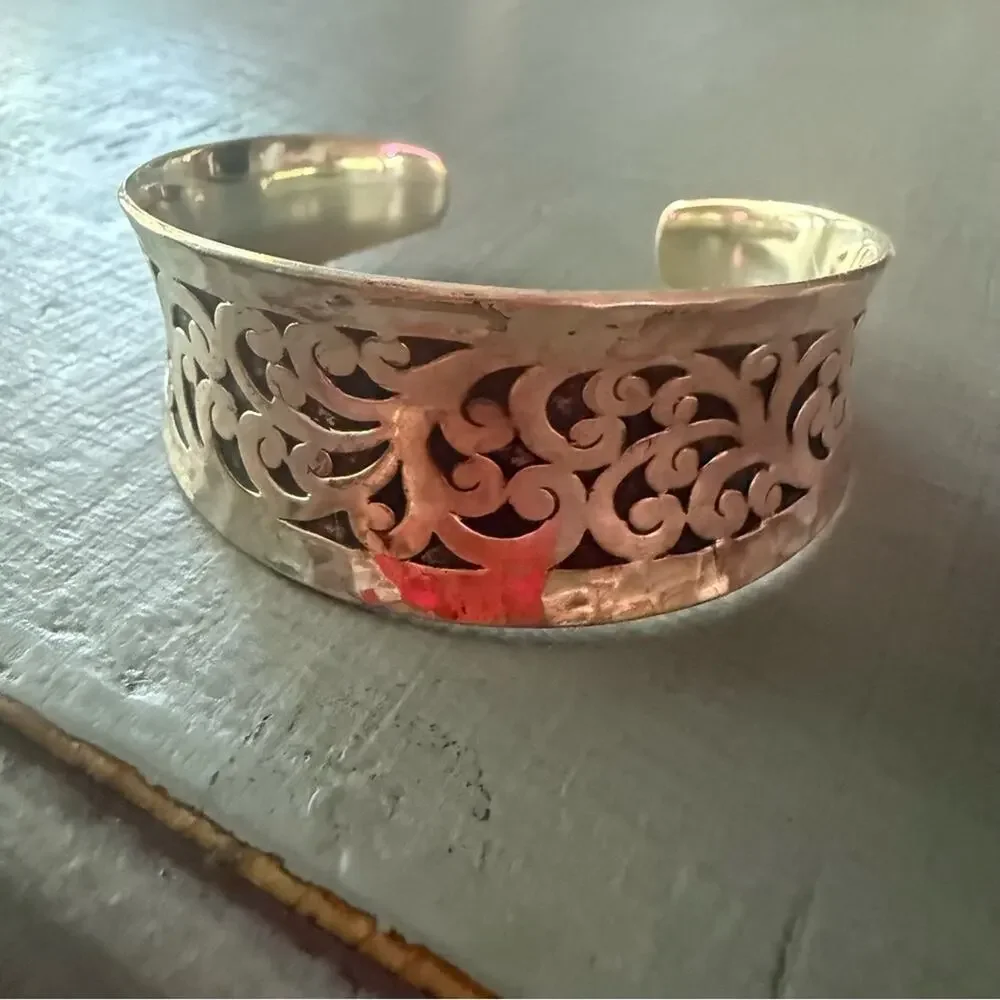 Lois Hill 925 Sterling Silver Scroll Cuff Bracelet